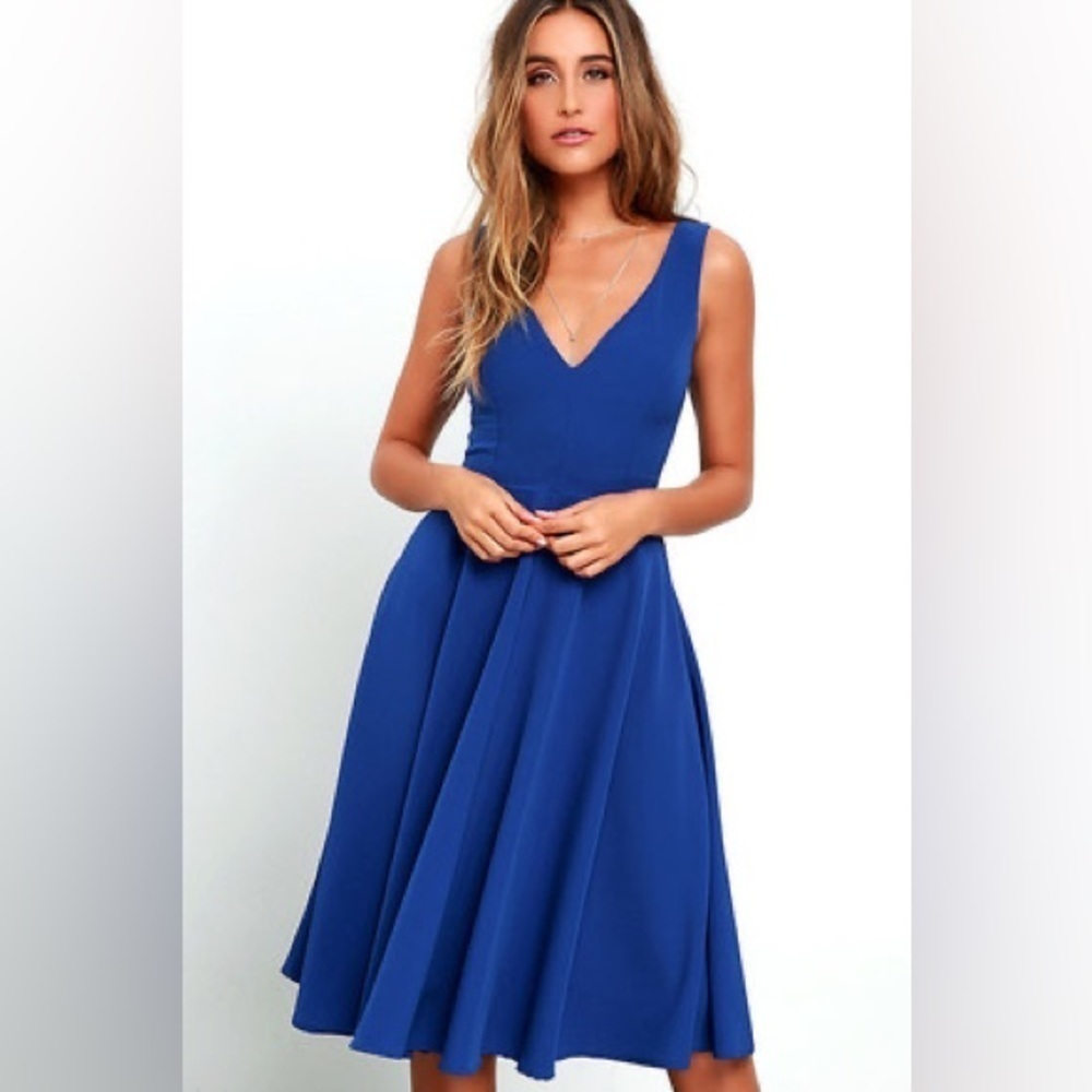 263- Ann Taylor NWT Blue Midi Sleeveless Dress, Size XXS Petite